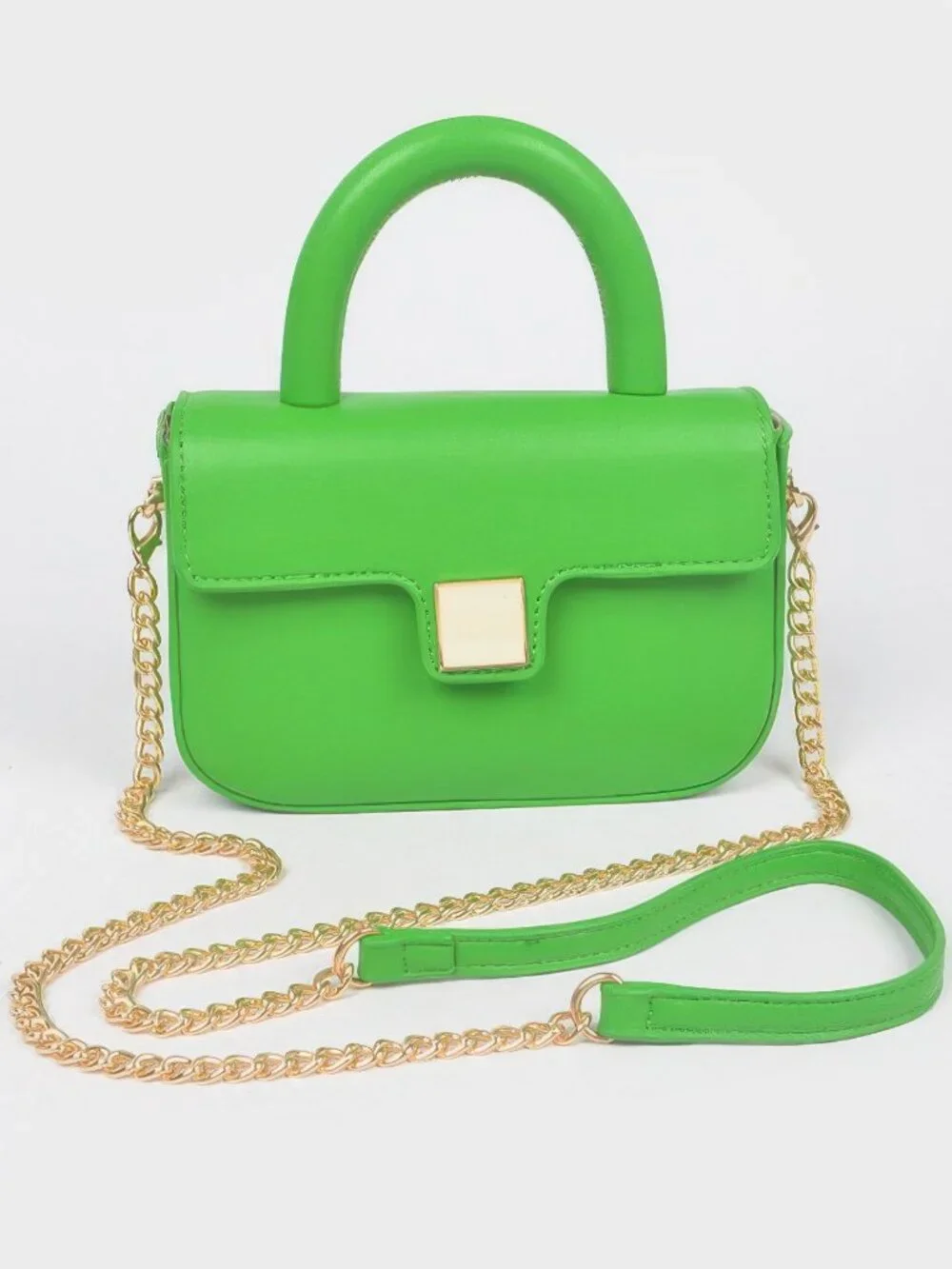 Faux Leather Top Handle Flap Crossbody Bag